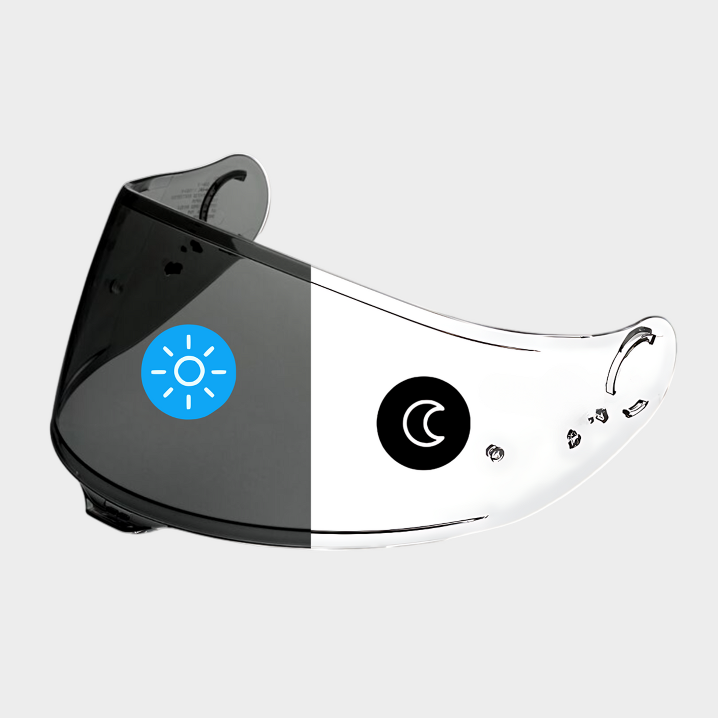 A photochromic visor for shoei cns 1c gt air 3 motorcycle helmets