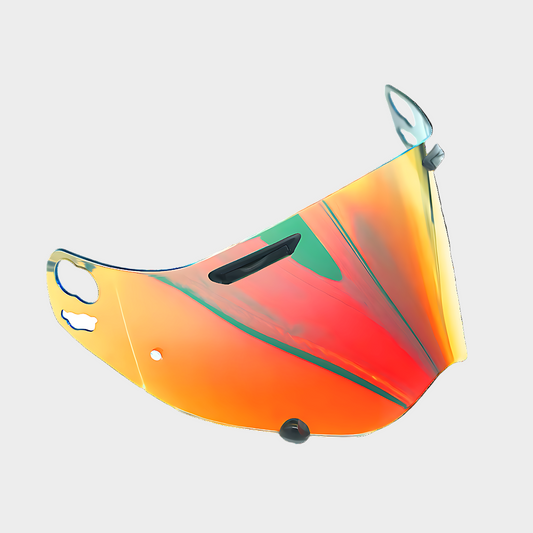 A aftermarket visor for ARAI TOUR CROSS 3 TX3 XD4 helmet with a multicolor design, featuring orange, green, and blue hues.