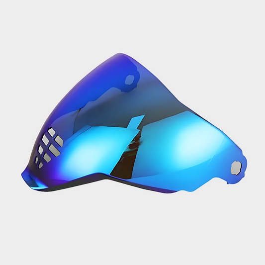 A blue tinted visor for ICON Airflite helmet suitable for night use with anti-UV, anti-fog and anti-scratch treatment.