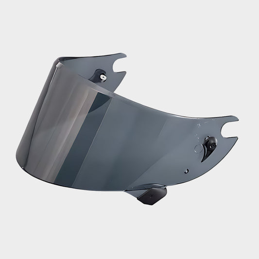 A tinted motorcycle helmet visor for a Shark Race R Pro / Aeron GP helmet.